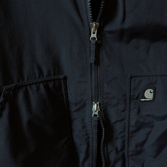 Carhartt Jacket Mens Corduroy Collar Fleece Lined Nylon Black Zip J199? 3XL - Picture 3 of 16